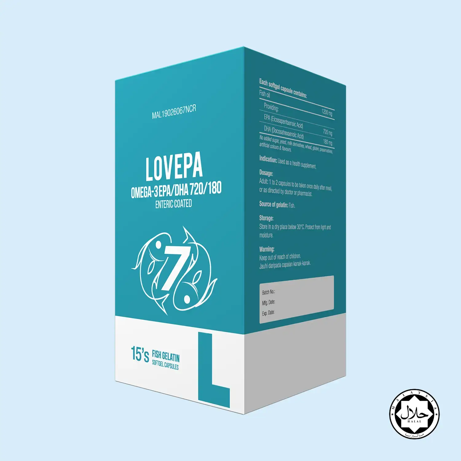 JRH Lovepa EPA/DHA 720/180 15 capsules product left view
